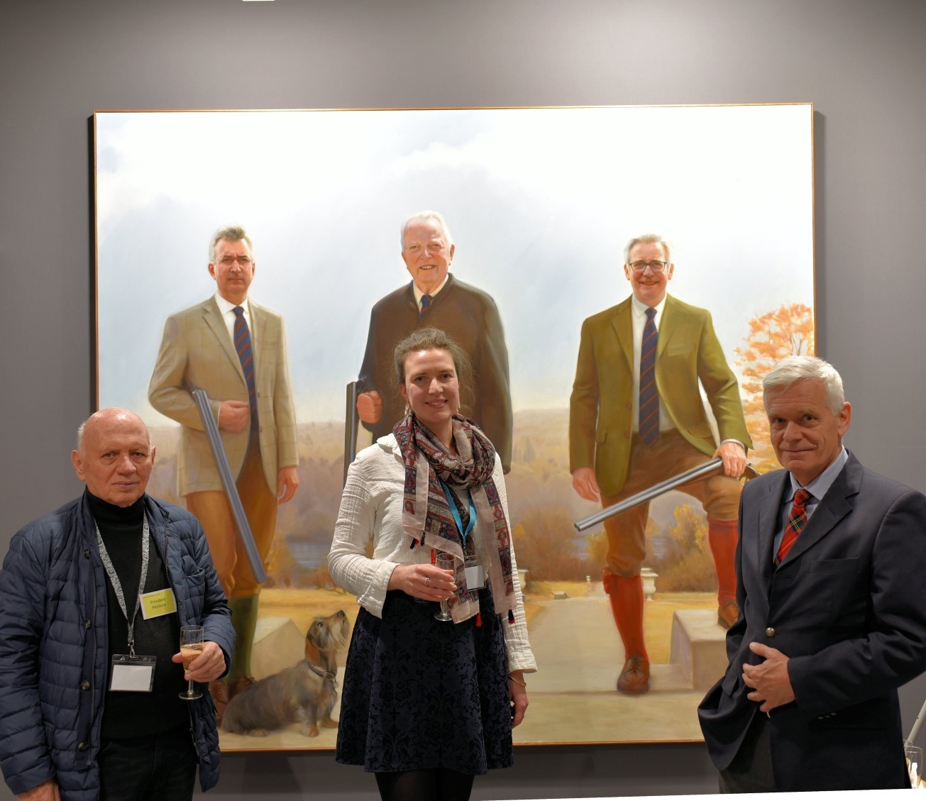 Florence Remy entourée d'Alain Bazard, Président de la section Peinture du Salon des Artistes Français et Patrick de Sèze, Président de l'ANF