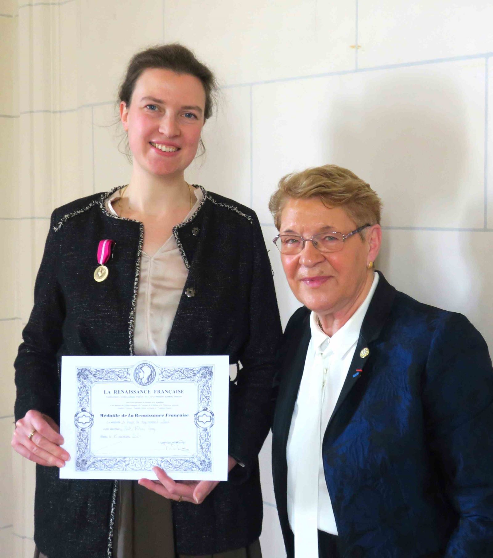 Avec Madame Irène Joly, Présidente honoraire de l’Ordre national du Mérite